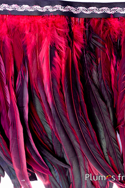 Hahnenfederkragen - Länge der Federn 25-32 cm - schwarz-karminrot